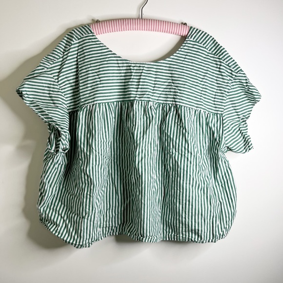Eloquii Green and White Striped Cotton Top - Picture 6 of 11